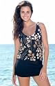 Beach Belle&reg; Black Vines V Neck Tankini Top - Women's Swimsuit Plus Size Swimsuits