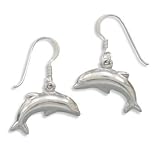 Polished Sterling Silver Dolphin French Wire Earrings