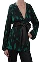 Rozae Nichols Convertible Long Sleeve Tie Blouse in Jade