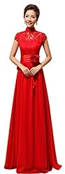 Cap Sleeves Lace  High-Neck Chiffon Sheath  Ball Gown Evening Dress/Bridesmaid Dress/Prom Dress/Party Dress/Wedding Dress 