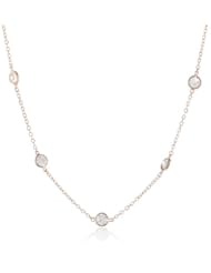 CZ by Kenneth Jay Lane "Basic Collection" Cubic Zirconia Large Round Stations Necklace, 36"