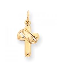 10k Yellow Gold Polished Cross Charm - Religious Jewelry