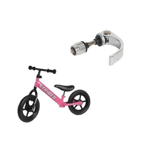 Strider PREbike Balance Running Bike in Pink with Multi Child Quick Release Clamp