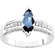 14K White Gold London Blue Topaz and Diamond Ring