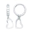 14K White Gold CZ Hollow Heart Huggy Earrings