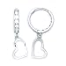 14K White Gold CZ Hollow Heart Huggy Earrings