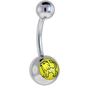 Zodiac Sign LEO SYMBOL Logo Belly Button Ring Zodiac Sign LEO SYMBOL Logo Belly Button Ring