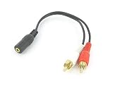 Y Adapter Audio Cable Gold 2 Male RCA to 1 Female 3.5mm