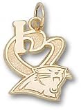 Carolina Panthers Solid 10K Gold ''I Heart'' Logo 1/2'' Pendant