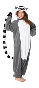 Tieroutfit, Schlafoverall, Kostüm, Hausanzug, Jumpsuit, Strampler Erwachsene FUNZOO (Lemur) aus Fleece in Einheitsgröße