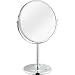 Round Swivel Table Mirror on Stand/Free Standing Bathroom Shaving & Makeup Mirror-Chrome