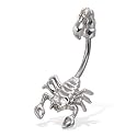 Steel scorpion belly button ring