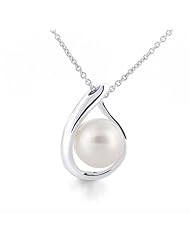 Bling Jewelry 925 Sterling Silver Bridal Freshwater Pearl Teardrop 10mm Necklace
