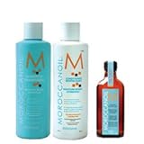 Moroccanoil Shampoo (8.5 oz), Conditioner (8.5 oz), and Oil Treatment (3.4 oz) Trio