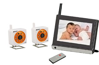 Wireless Baby Monitor with Dual Camera Infrared Night Vision 7 inch LCD 2.4 GHZ 4-Channel