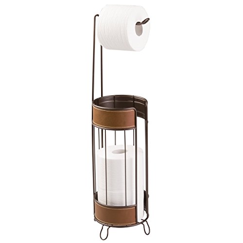 mDesign Free Standing Toilet Paper Holder for Bathroom - Brown/Bronze