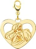 14K Gold Disney Princess Ariel Heart Lobster Clasp Charm