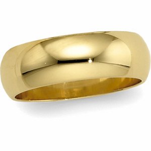 10K Yellow Gold Half Round Band - 8mm