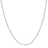 14k White Gold 1.2mm Bead and Bar Chain Necklace, 18