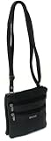 Zinger Leather Cross Body Bag With Zips - Black