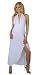 Sophisticated Long Evening Club Cocktail Halter Dress with Draped Hem from Hot Fash Dresses - EMPRESS White