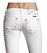 Womens Miss Me Jeans Silver Thread White Embroidered Design Boot Cut Designer Jeans Crystal Accents Open Pocket, 26