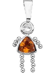 Girl Pendant W/Cz & Trillion Imitation Birthstone November