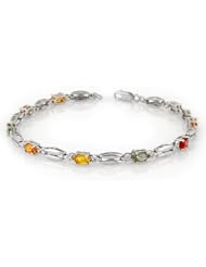 Genuine 3.0 ctw Multi-Sapphire Bracelet 10K White Gold