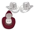Western Crystal COWBOY HATS EARRINGS in Burgandy Cowboy Hat Gift Box