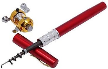 JQYD Meiyu Pocket Pen FRP Fishing Rod Pole Reel Combos With Reel hook keeper 20m lines and lures F 1.6m , Red , 240cm