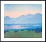 Mountain Twilight by Vilnis Strazdins 33.88X31.56 Framed with Black Metal Frame