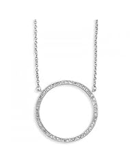MMA Silver - 16 inch+2 inchExtension Rhodium Plated Large Open Circle CZ Necklace