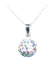 10mm 0.4 inch AB (vintage look) ball pendant necklace on 18 inch rolo cable chain. Made using solid sterling silver 925 and swarovski crystals. For other Birthstones please type Decorum Jewellery into the search bar.