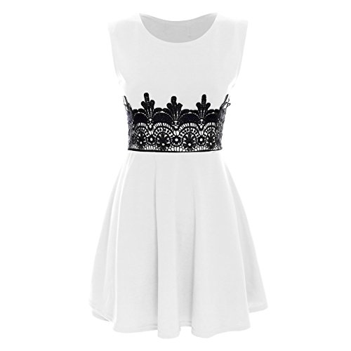 Oops Outlet Women's Sleeveless Waist Lace Flared Franki Skater Dress Oops Outlet Women's Sleeveless Waist Lace Flared Franki Skater Dress