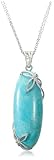 Sterling Silver Turquoise Flower Pendant on Double Cable Chain by David Sigal, 18"