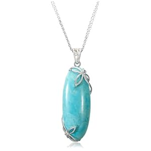 Sterling Silver Turquoise Flower Pendant on Double Cable Chain by David Sigal,... by