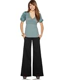 BCBG MAX AZRIA - BCBGMAXAZRIA Knit Top with Charmeuse Sleeves & Tabatha Stretch-Cotton Wide-Leg Pant