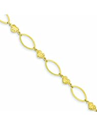 Genuine 14K Yellow Gold Oval Link With Diamond Cut Hearts Bracelet 7.5 Inches 2 Grams Of Gold 100% Satisfaction Guaranteed.