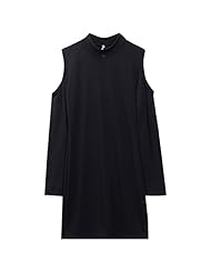 Off the Shoulder Sleeveless Cotton High-Neck Above the Knee Mini Dress 