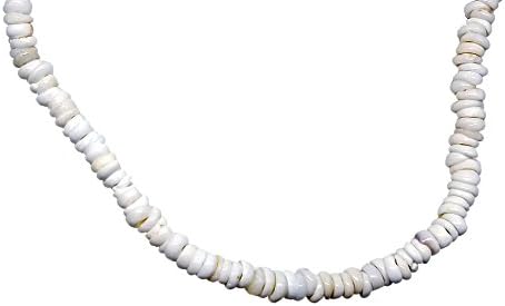 Natural White Puka Shell Necklace Choker, 16"
