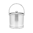 Kraftware Mylar Brushed Chrome 3-Quart Ice Bucket with Chrome Bale Handle, Bands and Metal Cover
