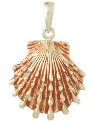 Sterling Silver Charm Lions Paw Shell Orange Enamel