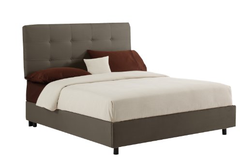 Skyline Furniture Tufted Bed in Premier Pewter