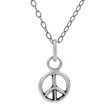 Sterling Silver Childrens Peace Sign Necklace