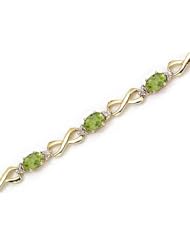 10K Yellow Gold Oval Peridot and Diamond Bracelet