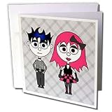 Janna Salak Designs Gothic - Cute Goth Punk Rock Girl and Boy - Greeting Cards-6 Greeting Cards with envelopes