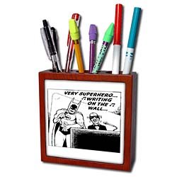  Londons Times Funny Music Cartoons - Batman And Stevie Wonder Duet, Very Superhero - Tile Pen Holders-5 inch tile pen holder
