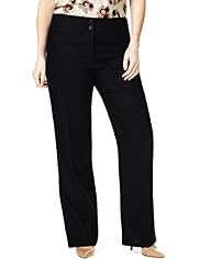 Plus Linen Blend Straight Leg Trousers