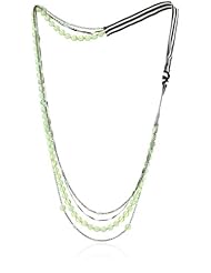 Lucia K. Jewelry "Caroline" Striped Ribbon and Czech Glass Bead Necklace