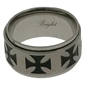 316L Stainless Steel Ring with IP black iron cross design. SPINNER. Width: 11mm